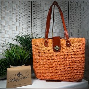 NWT- Patricia Nash Manarola Raffia Tote- Sun Yellow